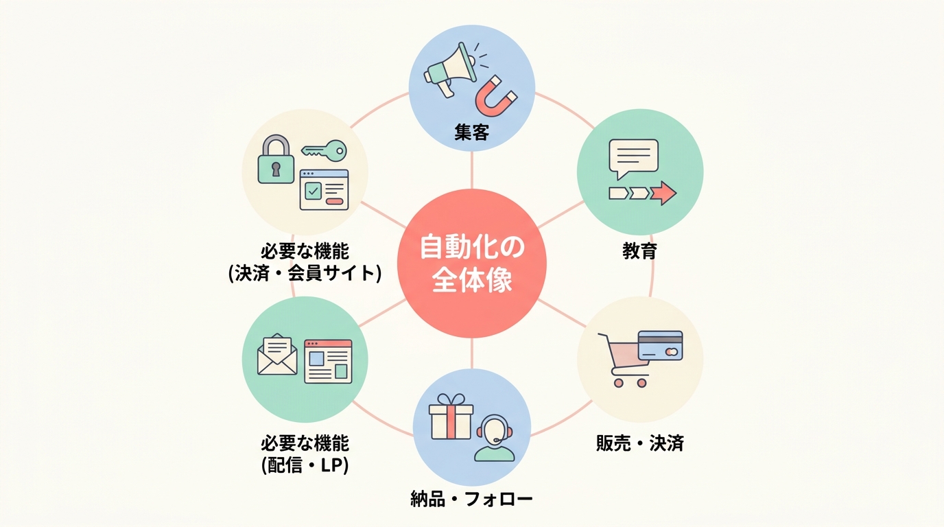 コンテンツ販売を自動化する仕組みの全体像