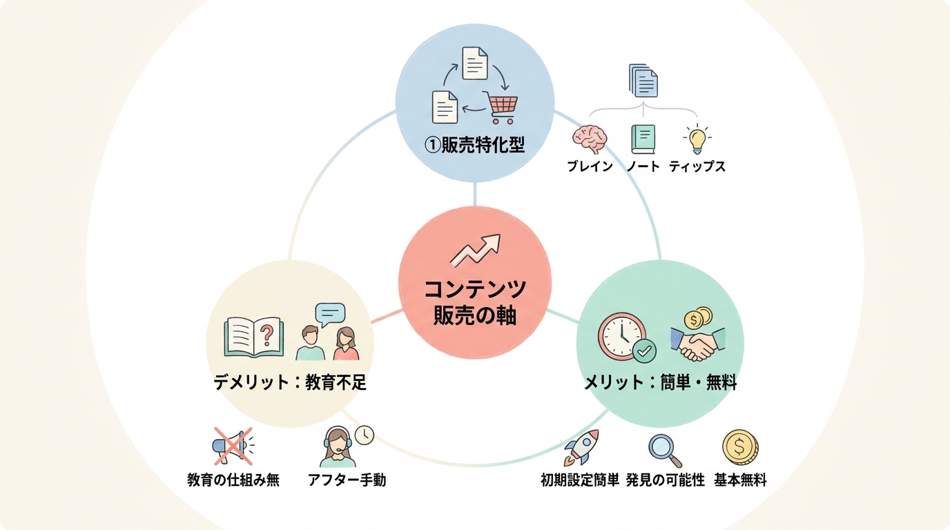コンテンツ販売プラットフォームの3つのタイプ