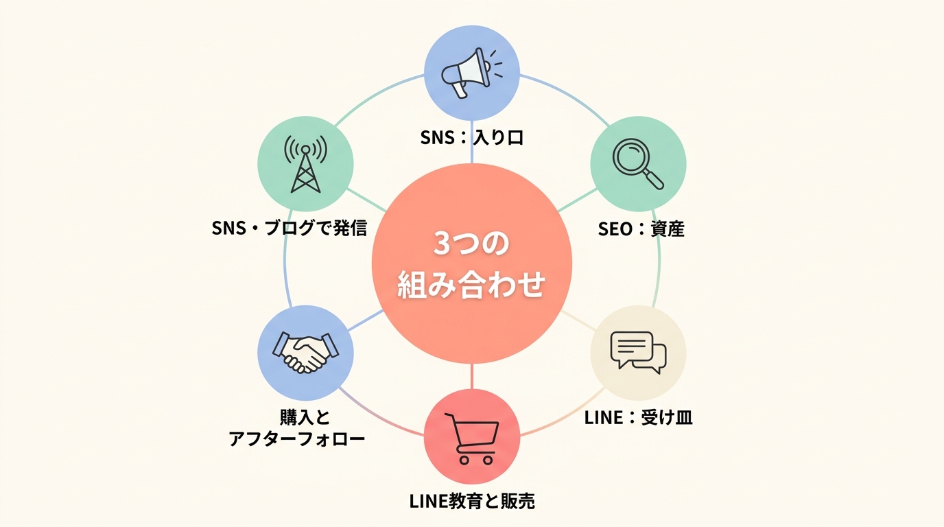 SNS・SEO・LINEを組み合わせた集客導線の作り方