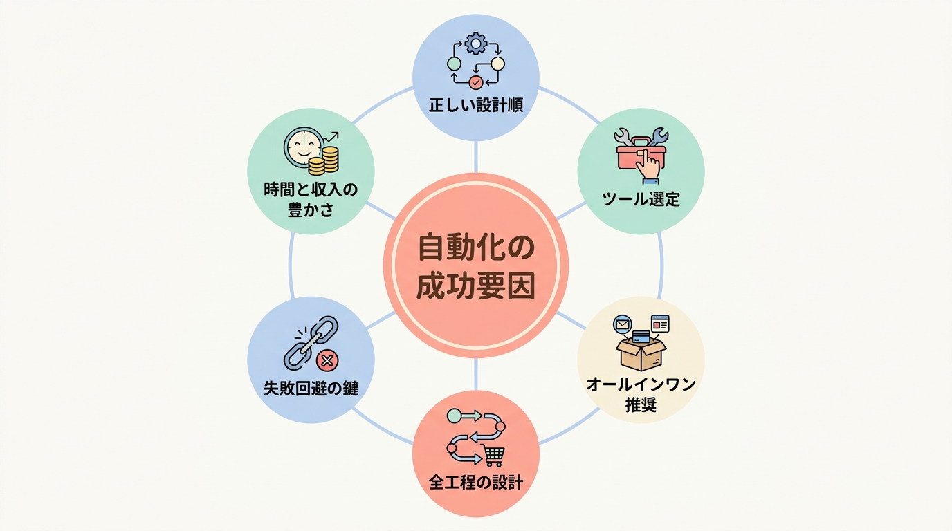 まとめ:コンテンツ販売の自動化は「設計の順番」と「ツール選定」で決まる